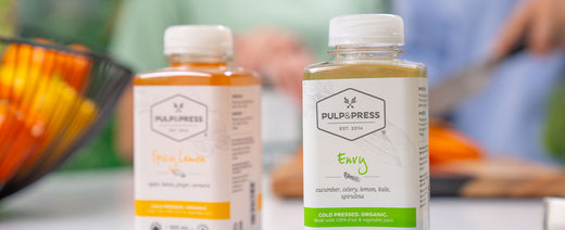 Pulp and Press juices in front of a campsite.