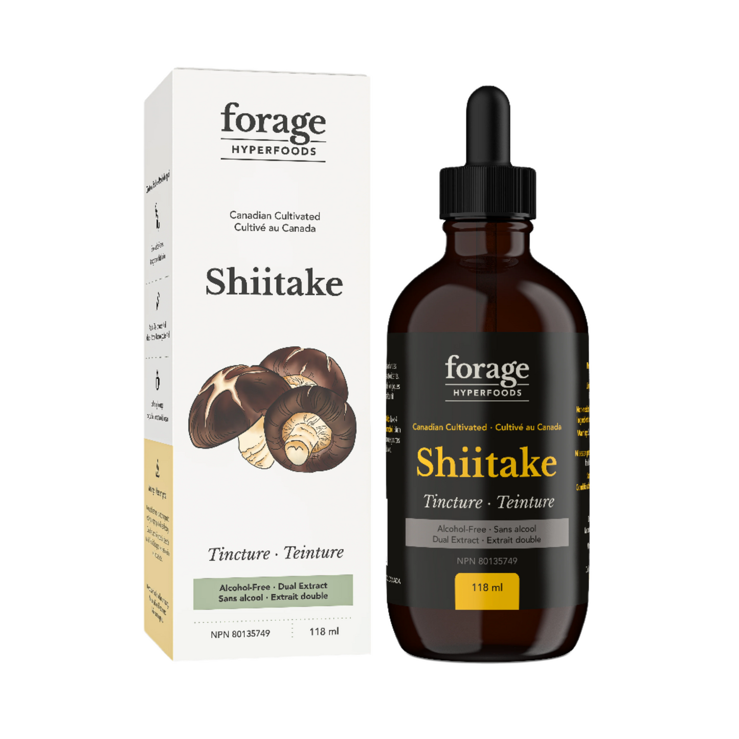 Shiitake Tincture, liquid mushroom extract made in Canada, Alcohol-Free