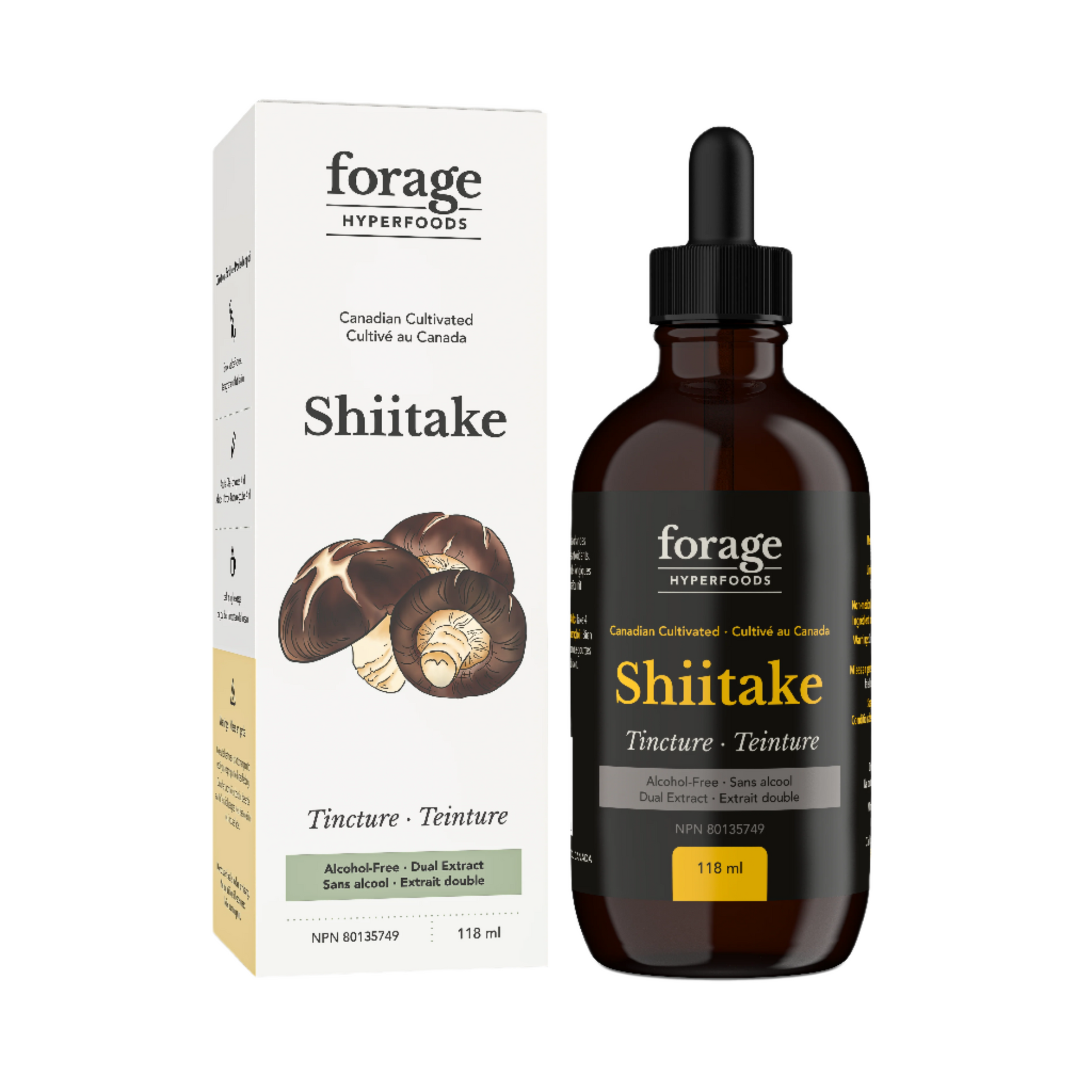 Shiitake Tincture, liquid mushroom extract made in Canada, Alcohol-Free 