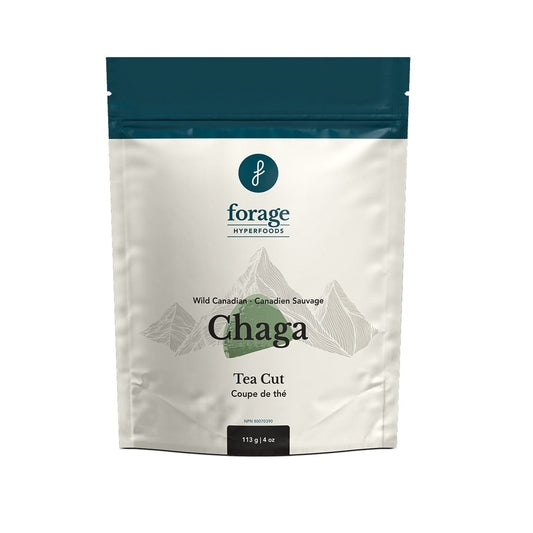 A bag of Canadian Chaga Tea Cut by Forage Hyperfoods.